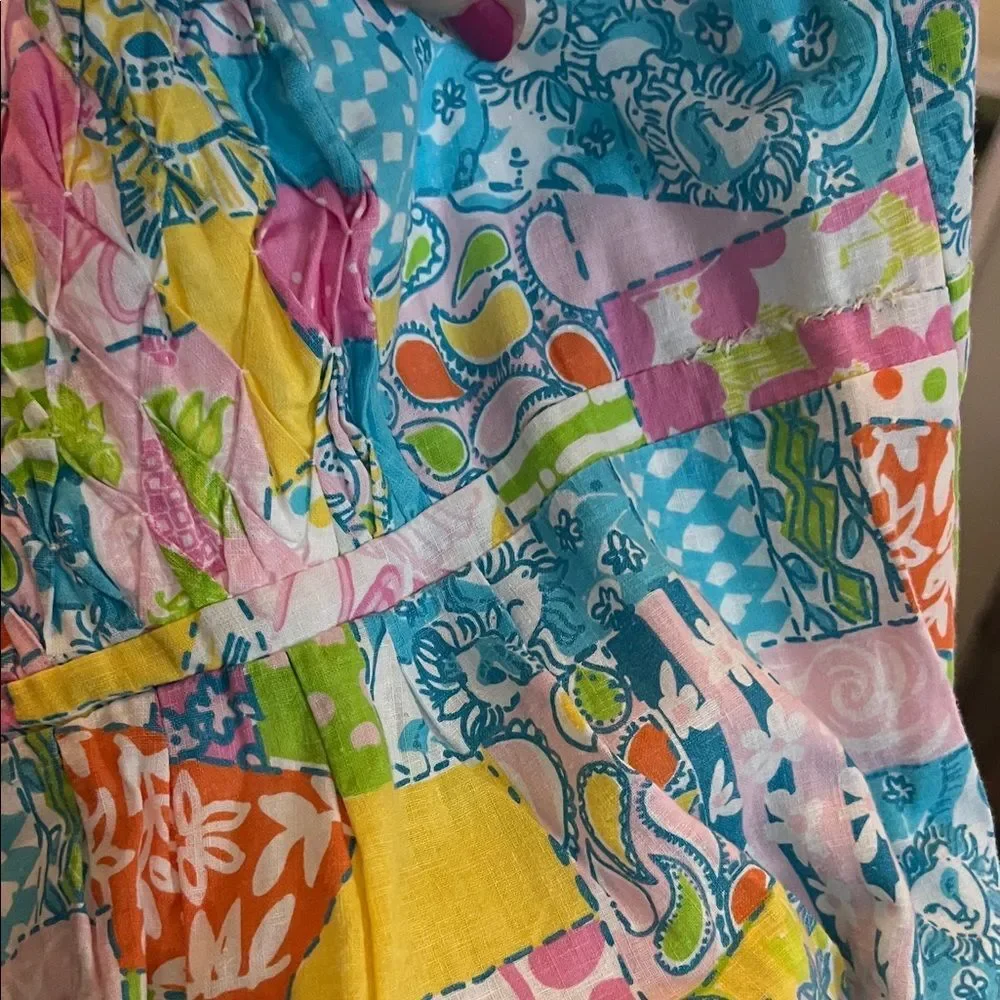 Lilly Pulitzer Gynneth Loco Patch Strapless Patchwork Dress Size 2 - Picture 8 of 9